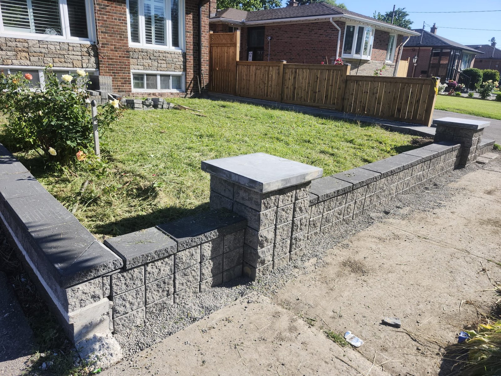 Retaining wall and new sod