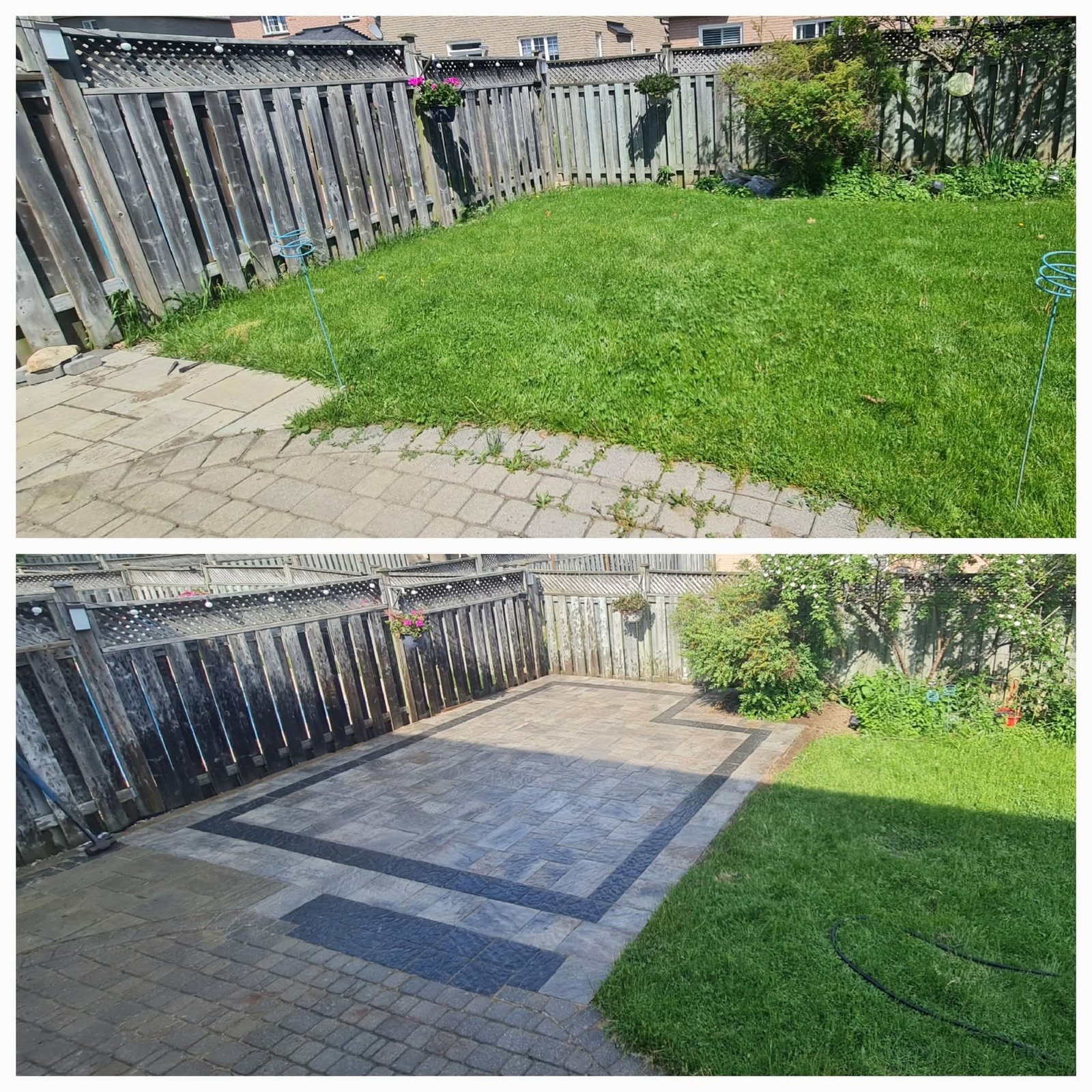 Backyard patio before and after