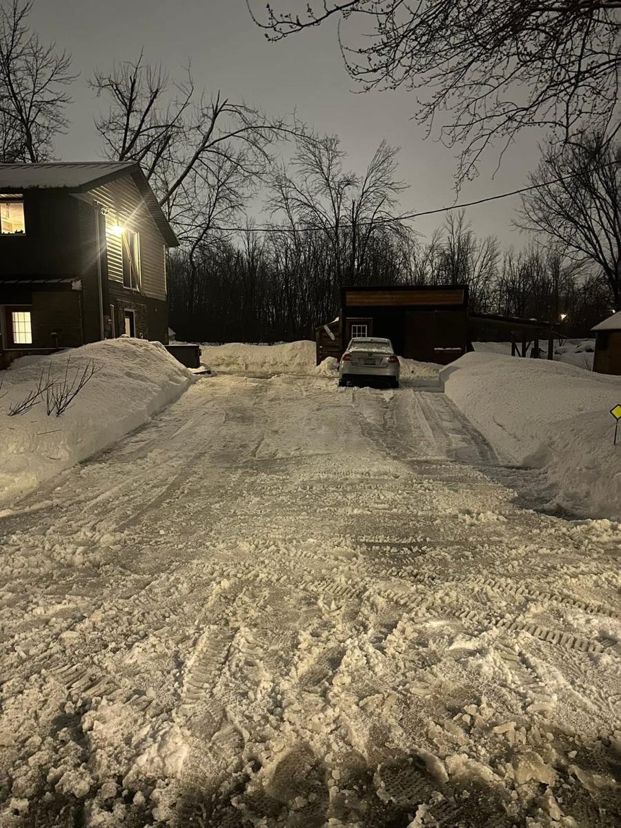 Driveway cleared at night